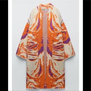 Zara Orange and Purple Patterned Coat